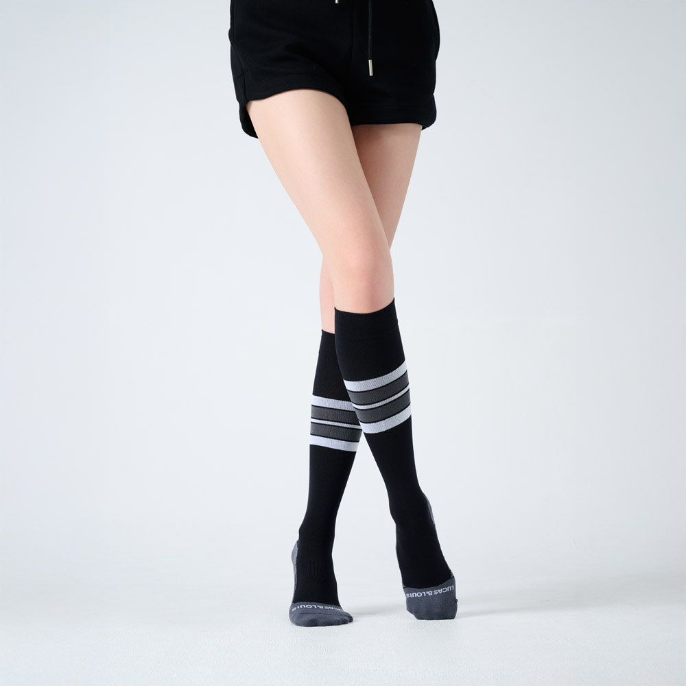 【LUCAS&LOUIS】AI鍺-全效壓力疏導襪/標準款/健身、久站、櫃姐、醫護/100%台灣製造 (午夜黑)
