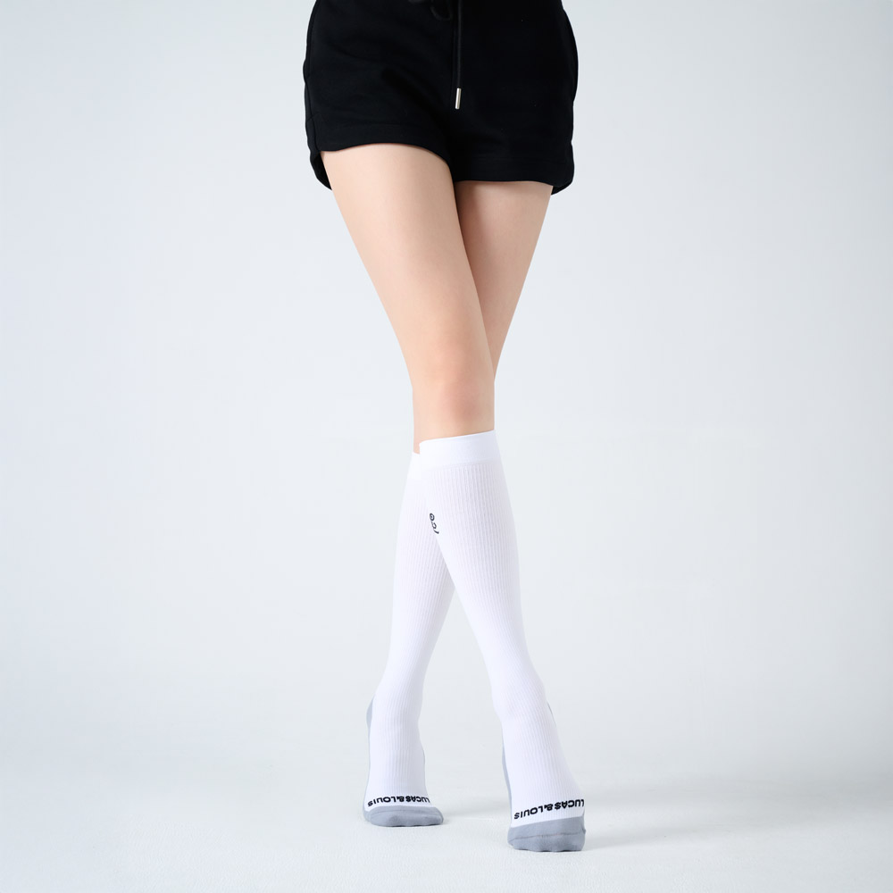 【LUCAS&LOUIS】AI鍺-全效壓力疏導襪/加強版/健身，久站，櫃姐、醫護/100%台灣製造 (專業白)