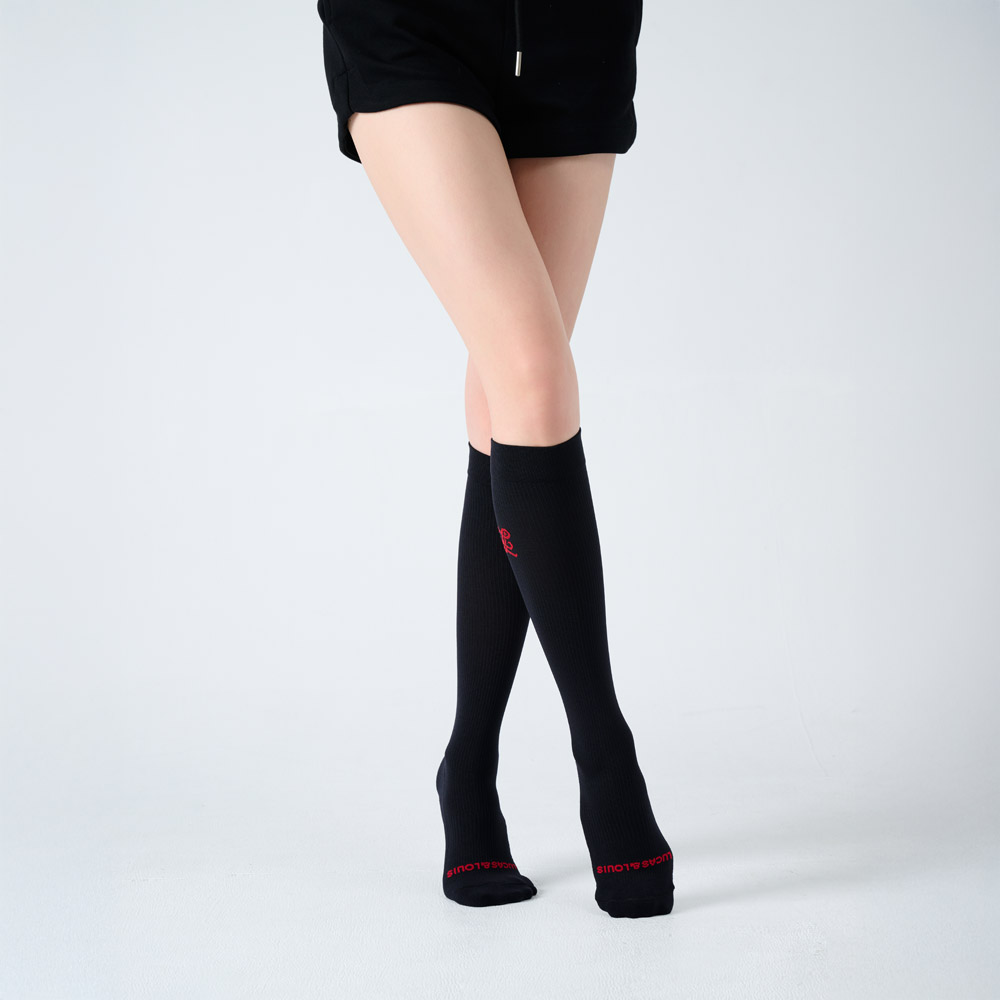 【LUCAS&LOUIS】AI鍺-全效壓力疏導襪/加強版/健身、久站、櫃姐、醫護/100%台灣製造 (專業黑)